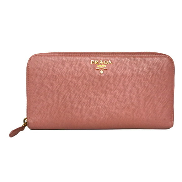 Prada Zip Wallet Leather Pink Long - Picture 1 of 6